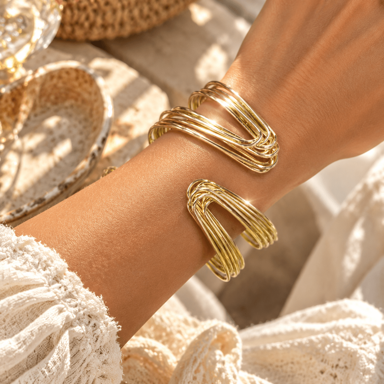 Women's Light Luxury Vintage Y2K Brushed Metal Open Bangle